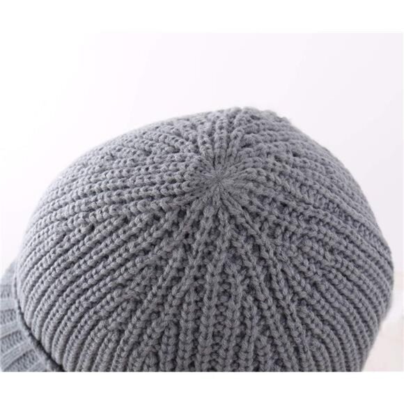 Men's Winter Hat Thick Knit Beanie Cap light Grey - Picture 4 of 7